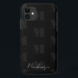 Monogramm für Schwarzweiß-Wiederholmuster Case-Mate iPhone Hülle<br><div class="desc">Modernes und stilvolles,  fett formatiertes Single-Monogramm mit Skript-Schriftart für den Namen. Der gesamte Text ist einstellbar. Ideal für viele verschiedene Anwendungen. Für Schule,  Arbeit oder Zuhause.</div>