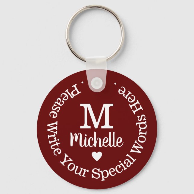 Monogramm für sie mit Custom Red Liebe Schlüsselanhänger (Vorderseite)