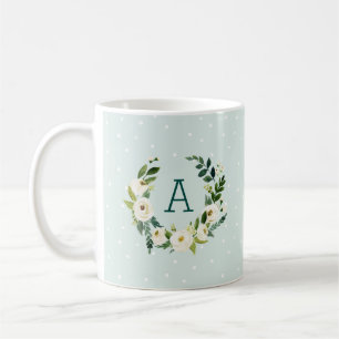 Monogramm für süße Grünkleider und Minzpunkte Kaffeetasse