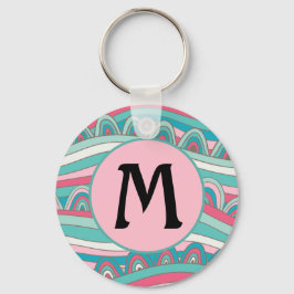 Monogramm für trendy Wavy-Hintergrund Schlüsselanhänger