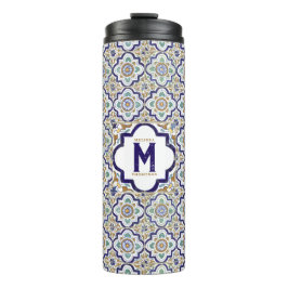 Monogramm für Vintage botanische ZierTiles Thermosbecher