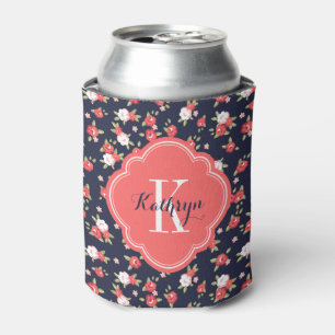 Monogramm für Vintage Flora und Korallen Dosenkühler