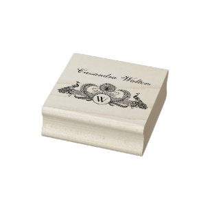 Monogramm für Vintage Peakocks Gummistempel