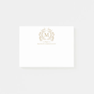 Monogramm für Vintages Gold-Floral-Vintages Wappen Post-it Klebezettel