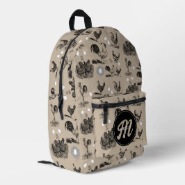 Monogramm für Vintages Hühnerroster Bedruckter Rucksack