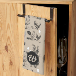 Monogramm für Vintages Hühnerroster Geschirrtuch