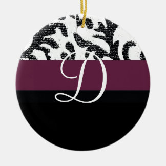 Monogramm für Wein und Schwarze Floral Keramikornament