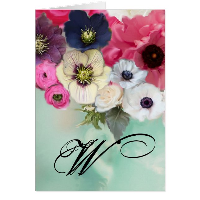 MONOGRAMM FÜR WEISSE ROSEN UND ANEMONEN-BLUME (Vorne)