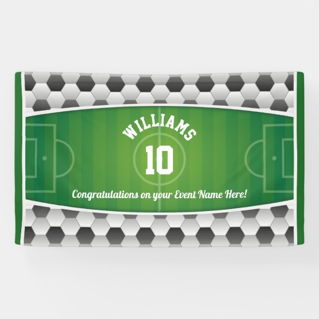 Monogramm Fußball Fußballfeld Ball Sport Green Banner (Horizontal)