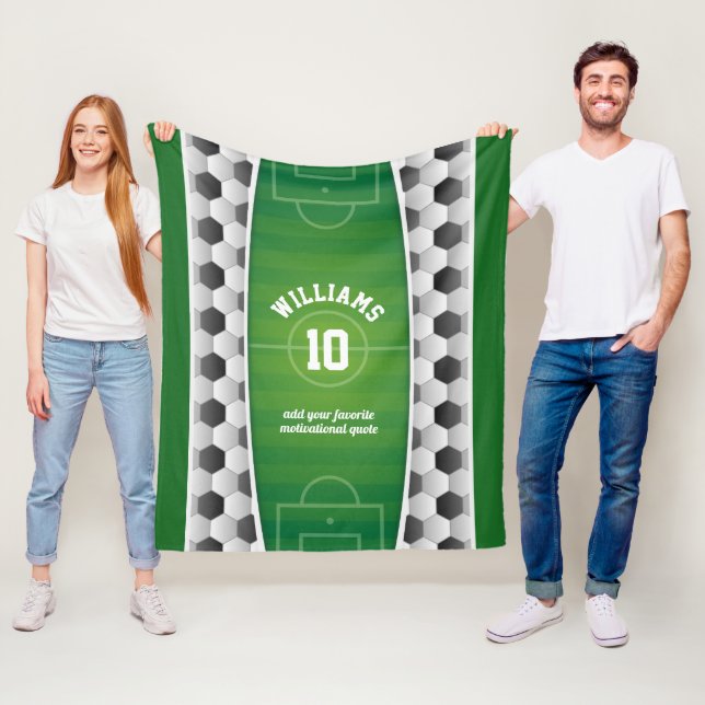 Monogramm-Fußball-Fußballplatz-Ball-Sport-Grün Fleecedecke (Beispiel)