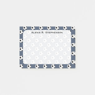Monogramm-Fußballbälle auf Blau Blau Jeans Post-it Klebezettel