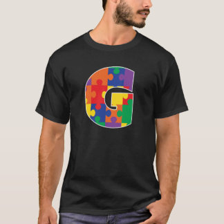 Monogramm G in mehrfarbigen Puzzleteilen T-Shirt