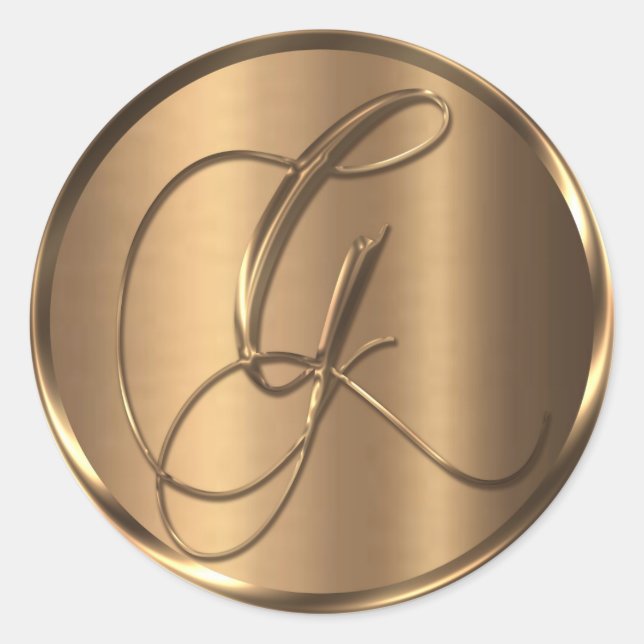 Monogramm G NONMETALLIC Bronze-Umschlag Aufkleber (Vorderseite)