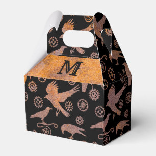 Monogramm-Gabel für Steampunk-Rusty Gears und Crow Geschenkschachtel
