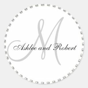 Monogramm Gastgeschenk Hochzeit Aufkleber Silver P