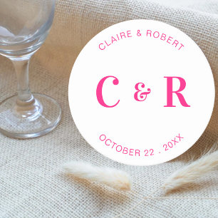 Monogramm Gastgeschenk Hochzeit Drink Personalisie Runder Pappuntersetzer