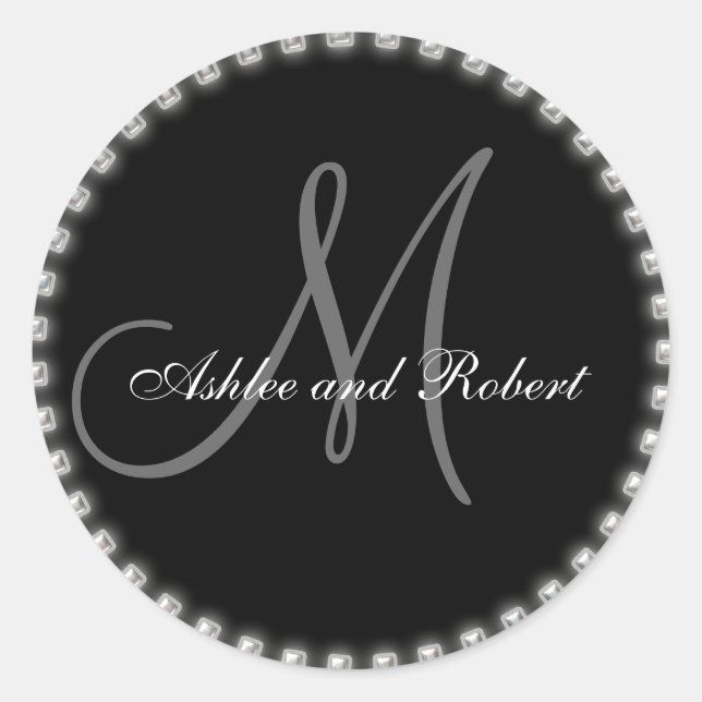 Monogramm Gastgeschenk Hochzeit Stickers Silver Pe (Vorderseite)