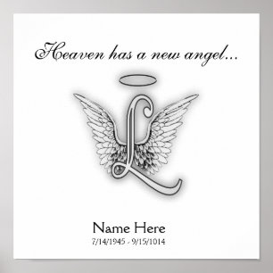 Monogramm Gedenk Tribute Letter L Poster