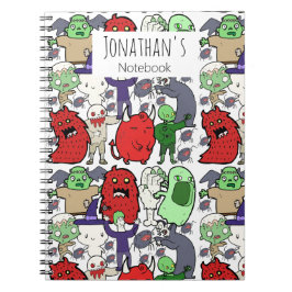 Monogramm-Geister-Cartoon buntes lustiges Muster f Notizblock