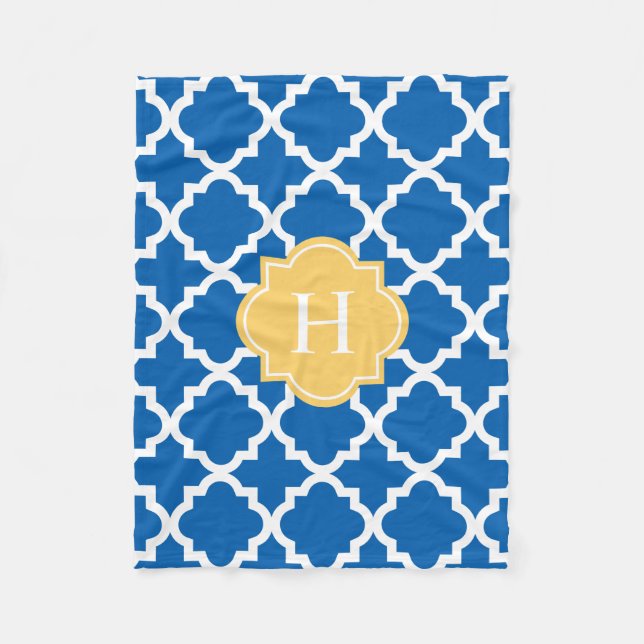 Monogramm Gelb/Navy | Fleece Blanket (Vorderseite)