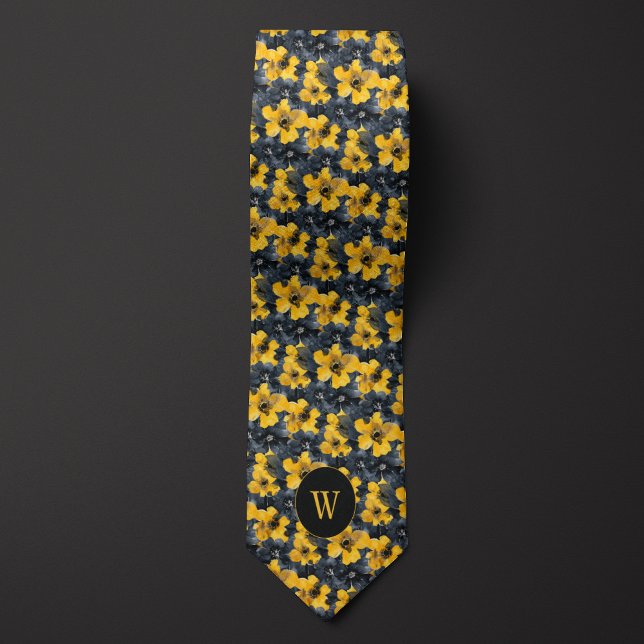 Monogramm Gelb und Schwarz Krawatte (Von Creator hochgeladen)