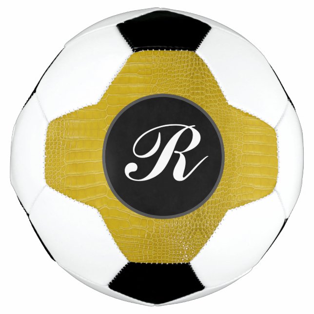 Monogramm Gelbe Alligator Textur drucken Fußball (Vorderseite)