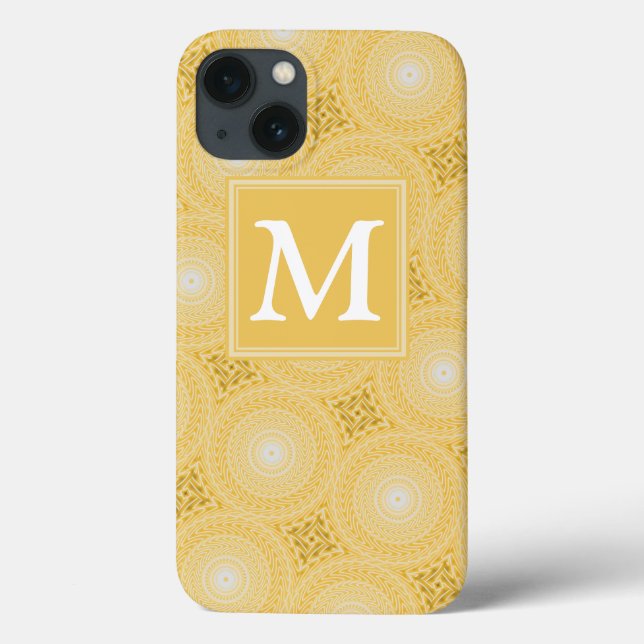 Monogramm gelbe Kreise Muster Case-Mate iPhone c Case-Mate iPhone Hülle (Rückseite)