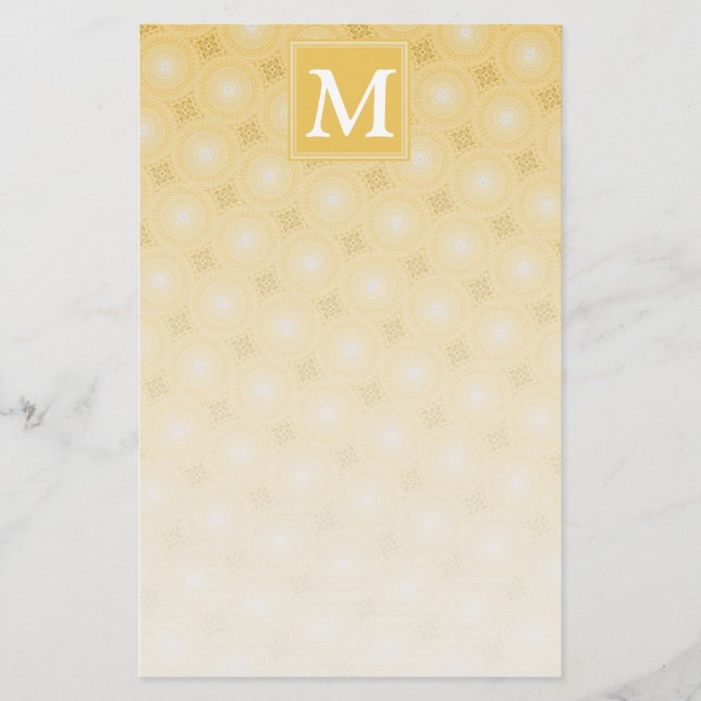 Monogramm-gelbe Kreismuster Briefpapier (Vorderseite)