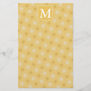 Monogramm-gelbe Kreismuster Briefpapier