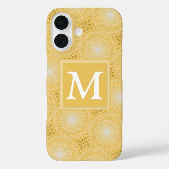 Monogramm-gelbe Kreismuster Case-Mate iPhone Hülle (Rückseite)