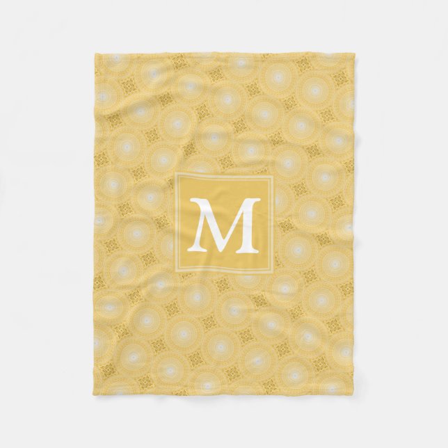 Monogramm-gelbe Kreismuster Fleecedecke (Vorderseite)