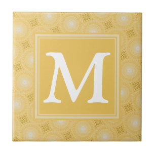 Monogramm-gelbe Kreismuster Fliese
