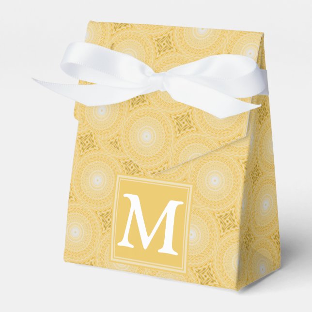 Monogramm-gelbe Kreismuster Geschenkschachtel (Vorderseite)