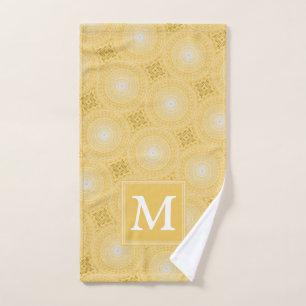 Monogramm-gelbe Kreismuster Handtuch