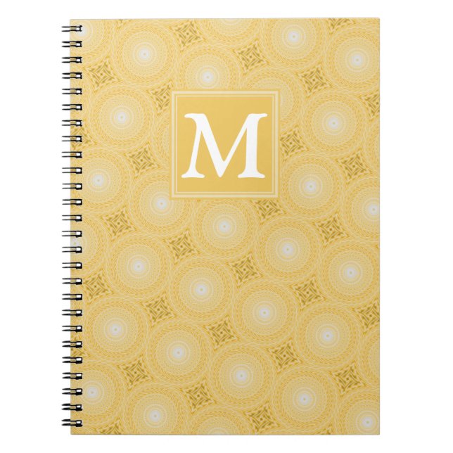 Monogramm-gelbe Kreismuster Notizblock (Vorderseite)
