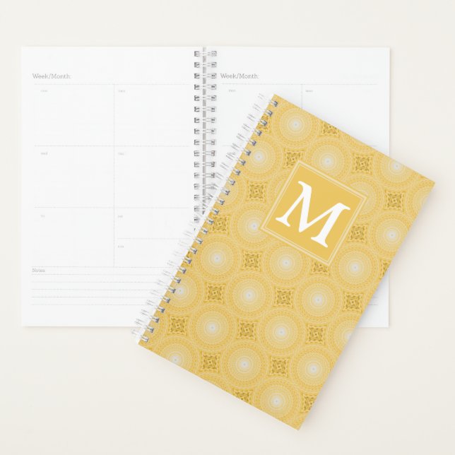 Monogramm-gelbe Kreismuster Planer (Anzeige)