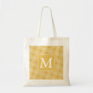 Monogramm-gelbe Kreismuster Tragetasche