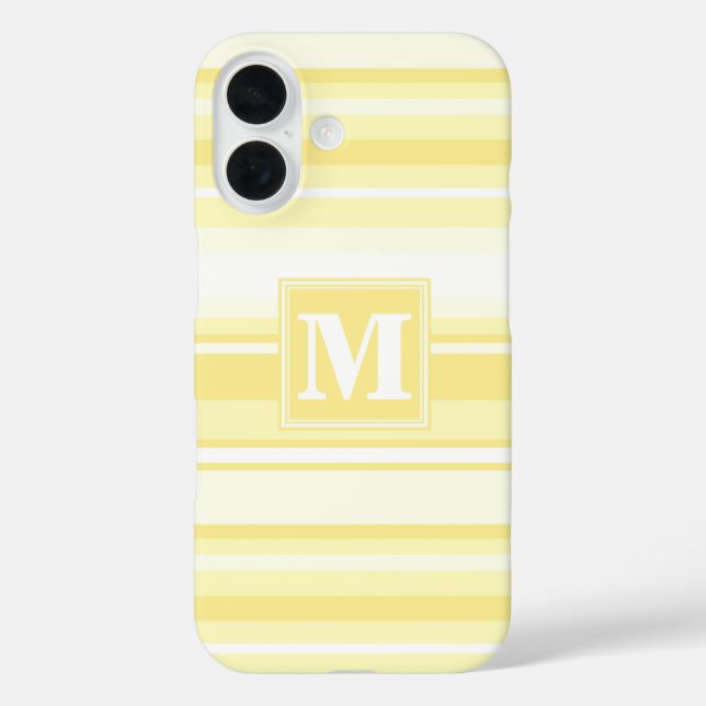 Monogramm gelbe Streifen Case-Mate iPhone Hülle (Rückseite)