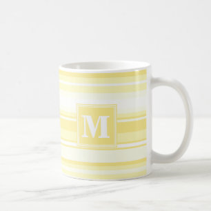 Monogramm gelbe Streifen Kaffeetasse