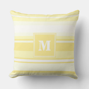 Monogramm gelbe Streifen Kissen