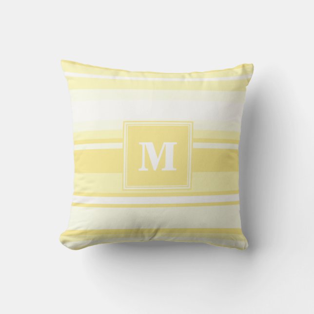 Monogramm gelbe Streifen Kissen (Vorderseite)