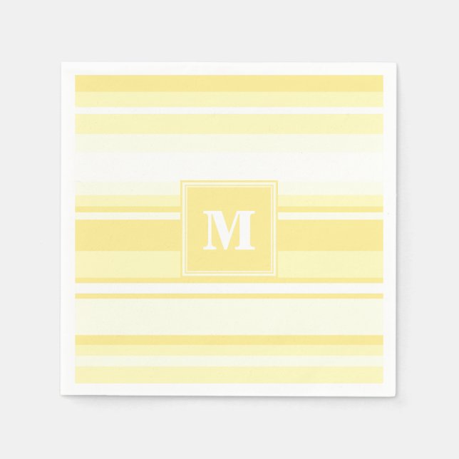 Monogramm gelbe Streifen Serviette (Vorderseite)