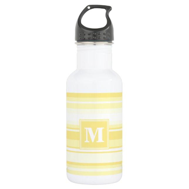 Monogramm gelbe Streifen Trinkflasche (Vorderseite)