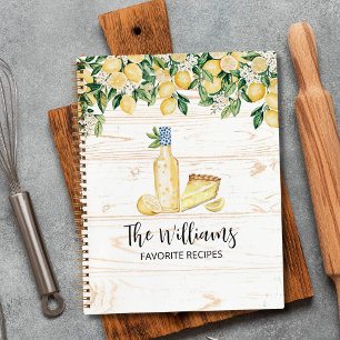 Monogramm Gelber Zitronenbaum Weißes Holz Rezeptbu Notizbuch