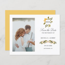 Monogramm Gelbes Foto mit blühenden Blüten