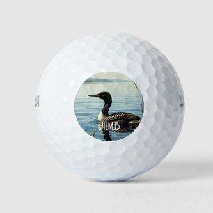 Monogramm Gemeinsamer Säger Vogel Wasservögel Golfball