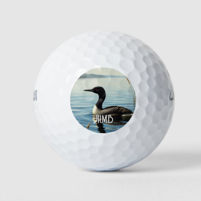 Monogramm Gemeinsamer Säger Vogel Wasservögel Golfball (Vorderseite)