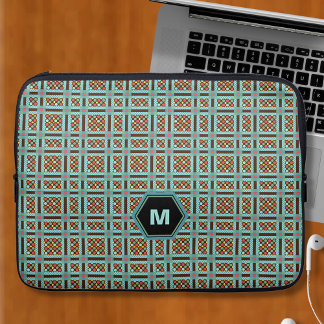 Monogramm geometrische Punkte und Quadrate Laptopschutzhülle