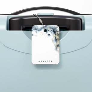 Monogramm-Gepäckmarke "Watercolor Gold Waves" Gepäckanhänger