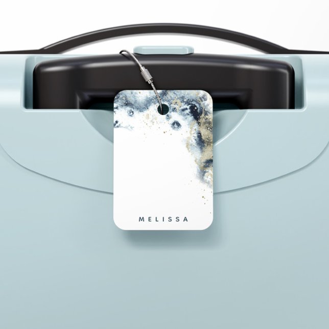 Monogramm-Gepäckmarke "Watercolor Gold Waves" Gepäckanhänger (Von Creator hochgeladen)